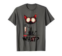 Cat What? Murderous Kitty Cat with Knife - Funny Black Cat T-Shirt