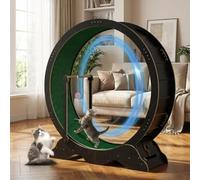 Cat Wheel, 114cm / 45" Large Cats Exercise Running Wheel with Removable Carpet, Playing Ball, Lock, Cat Treadmill for Indoor Cats Running, Walking, Training for Bengal, British Shorthair, Black