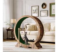 Cat Wheel, 114cm / 45" Large Cats Exercise Running Wheel with Removable Carpet, Playing Ball, Lock, Cat Treadmill for Indoor Cats Running, Walking, Training for Bengal, British Shorthair, Retro Brown