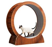 Cat Wheel Exerciser With Safety Locking Device, Wooden Silent Cat Running Wheel/Cats Weiaht Loss Wheel, Easy Assembly, Wood Color,Inner Diameter-98cm(38.6
