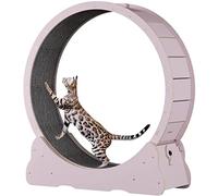 Cat wheel, natural Wooden Cat Spinning Wheel Exerciser for Indoor Cats,security Lock Design,pet Treadmill Toys(Pink,M)