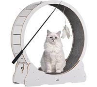 Cat wheel, natural Wooden Cat Spinning Wheel Exerciser for Indoor Cats,security Lock Design,pet Treadmill Toys(White,M)