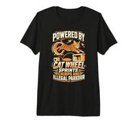 Cat Wheel Sprints Illegal Parkour Feline Lover Premium T-Shirt