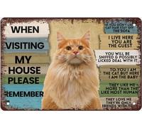 Cat When Visiting My House Please Remember Cat Vintage Metal Plate Tin Sign Farm Poster Metal Tin Sign Wall Plaque For Home Kitchen Bar Coffee Shop Decor Gift For Women Men 8x5.5 Inch