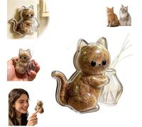 Cat Whisker Holder, Pet Whisker Collection Refrigerator Magnet, Acrylic Clear Cat-shaped Pets Keepsake Box for Shedding Fur & Lucky Whiskers, Refillable Pet Memorial Keepsake, Kitten Fur Storage Jar
