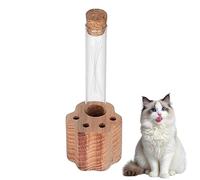 Cat Whisker Keepsake Jar - Convenient, Mini Glass Storage Vase, Paw Shaped Wooden Base | Transparent Pet Hair Memory Collector for Cat Dog Lovers Memorial Gift Display