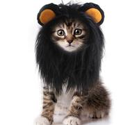 Cat Wig Funny Cute Cat Costume Hat Lion Mane Accessories Dress Up Clothing Festival Party (Black, Large)