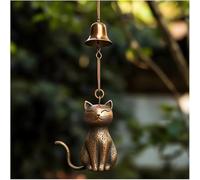 Cat Wind Chime, Handmade Retro Cat Wind Chime for Outside, Memorial Windchime for Cat Lovers, Outdoor Cat Statue Themed Gifts, Hanging Memorial Ornaments Windchimes Bell Yard Home Porch Decorations