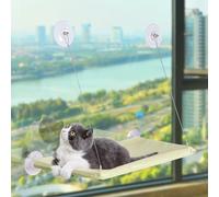 Cat Window Bed - Cat Window Hammock Perch with 4 Strong Suction Cups, Reversible Washable Cover Hammock Bed, Space Saving and Sturdy Comfortable Seat for Cats, Supports 15KG(55x34CM)