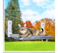 Cat Window Bed - Foldable Cordless Cat Window Hammock Perch with 4 Strong Suction Cups, Reversible Washable Cover Hammock Bed for Indoor Glass Windows and Interior Walls, Supports 18KG (52x30CM)