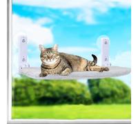 Cat Window Bed - Foldable Cordless Cat Window Hammock Perch with 4 Strong Suction Cups, Reversible Washable Cover Hammock Bed for Indoor Glass Windows and Interior Walls, Supports 18KG (52x30CM)