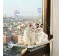 Cat Window Hammock, 55 x 35 cm, Foldable Perch with Reversible Mat, Suction Cup Mount, Holds 18 kg (White, Generic)