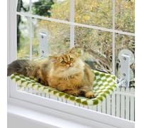 Cat Window Hammock Bed - Foldable Window Perch 54x30cm with Powerful Suction Cup up to 18kg, Cat Hammock for Indoor Cats with Reversible Washable Cover