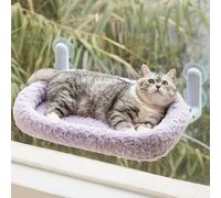 Cat Window Hammock Bed Rose Plush- 54x36cm Large Foldable Window Perch Soft with Removable Thickened Cushion & 4 Strong Suction Cups, Cat Hammock Supports Up to 15kg