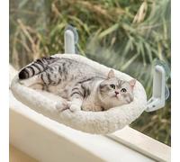 Cat Window Hammock Bed Rose Plush- 54x36cm Large Foldable Window Perch Soft with Removable Thickened Cushion & 4 Strong Suction Cups, Cat Hammock Supports Up to 15kg