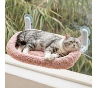 Cat Window Hammock Bed Rose Plush- 54x36cm Large Foldable Window Perch Soft with Removable Thickened Cushion & 4 Strong Suction Cups, Cat Hammock Supports Up to 15kg