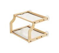 Cat Window Hammock,Wooden Suction Pet Perch Bed - Wood Frame Cat Window Ledge | for All Breeds Kitten Windowsill Bedside Drawer Home Indoor
