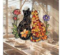 Cat Window Hanging Ornament, 6 Inch 2D Acrylic Suncatcher Hanging Decoration, Colorful Garden Friendship Wall Art Stained Pendant, Memorial Gift for Couple, Friends, Women (Cat)