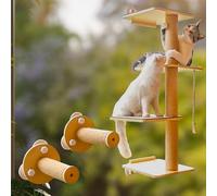 Cat Window Perch and Cat Wall Shelves 2 in 1 Cat Scratching Activity Tree Wall Mounted, Cat Scratch Post for Cats, Kittens with Cat Bed