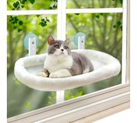 Cat Window Perch, Cordless Cat Hammock for Window with 4 Strong Suction Cups, Solid Metal Frame and Removable Cushion Bed Cover, Foldable Cat Window Beds for Large Cats
