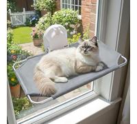 Cat Window Perch, Cordless Cat Window Hammock, Cat Seat for Windowsill, Foldable Pet Hammock for Large Cats with Suction Cup, Strong Suction Cups, Durable Metal Frame, Removable