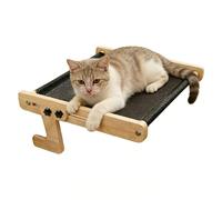 Cat Window Perch - Floating Wooden Pet Sleeping Hammock | Solid Timber Construction with Reinforced Steel Support Brackets & Heavy-Duty Suction Hardware for Apartments and Homes