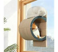 Cat Window Perch for Indoor Cats,Multiple Uses as Window Seat,Condo & Shelves,Scratchable Suction Cups Window Cat Bed for Hiding,Naping and Overlooking(Oatmeal)