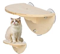 Cat Window Perch | Wooden Cat Climbing Frame Cordless Indoor Cats Hammock, Kitten Climbing Wood Window Shelf With 3 Suction Cups Cats Play Climb Seat, Sunbathing Seat, 29.5x19x14.5cm