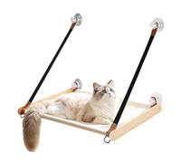 Cat Window Perch Wooden Frame Sturdy Foldable Pet Perch | Folding Hammock Cushion for Kitten Apartment Rental Living Room