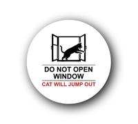 Cat window safety sign - 9.5x9.5cm Brushed Aluminium