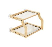 Cat Window Seat | Heavy Duty Breathable Suction Cup | Wood Frame Cat Window Ledge - for Basking Climbing Playing Windowsill Bedside Cabinet Drawer Home