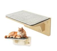 Cat Window Sill Perch - Wooden Suction Cup Without Drill C-on Shelf | Wall Mounted C-at Climbing Rack Jumping | Bite Resistant Cat Rest Bed for Apartment Bedroom Living Room