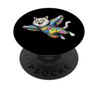 Cat Wingsuit Flying Airborne Playful Feline Graphic Novelty PopSockets Adhesive PopGrip