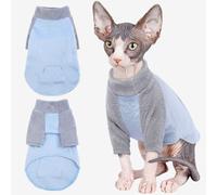 Cat Winter Coat, Winter Thickening Warm Cat Clothes Cat's Pajamas Cat Jumpsuit Soft with Sleeves for Sphynx Cornish Rex Devon Rex Peterbald(Blue, S)