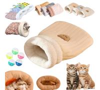 Cat Winter Sleeping Bag, Cat Sleeping Bag for Indoor Cats, Cute Cat Sleeping Bag with Tail, Cozy Winter Cat Cave Sleeping Bag, Soft Comfort Plush Cat Sack Winter Self Warm Cat Bed (C-Brown, Large)