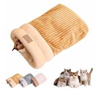 Cat Winter Sleeping Bag, Cat Winter Warm Sleeping Bag, Soft Plush Warm Pet Sleeping Bag for Indoor Cats, Comfort Bed Pet Sleeping Bag, For Indoor Cats for Small Dogs (Brown,M)