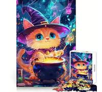 Cat Witch Brewing Jigsaw Puzzles for Adults 1000 Memory Skill Serene Activity Clean Edges Fine Xmas Gift size 50x75cm