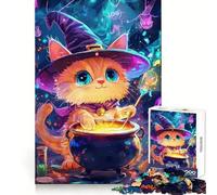 Cat Witch Brewing Teenagers Puzzles 1000 Piece Jigsaws Smart Training Leisure Escape Flawless Cut Art Xmas Gift size 38x26cm