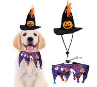 Cat Witch Hat Bell Spider Pumpkin Print Adjustable Halloween Hat