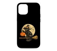 Cat Witch Hat Jack O Lantern Pumpkin Full Moon Broomstick Case for iPhone 12/12 Pro