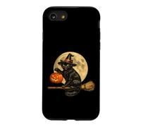 Cat Witch Hat Jack O Lantern Pumpkin Full Moon Broomstick Case for iPhone SE (2020) / 7/8