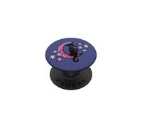 Cat Witch on the Crescent Moon and Stars PopSockets Adhesive PopGrip