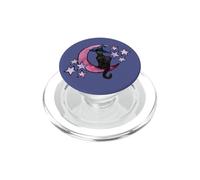 Cat Witch on the Crescent Moon and Stars PopSockets PopGrip for MagSafe