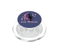 Cat Witch on the Crescent Moon and Stars PopSockets PopGrip for MagSafe
