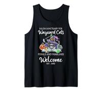 Cat Witch Salem Wayward Cats Familiars Halloween Humor Art Tank Top