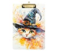 Cat Witchs Hat Happy Halloween clipboard Nursing Edition Hard Board for Teacher Must Haves for Classroom Elementary Size 9 x 12