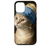 Cat With a Pearl Earring Funny Art Parody Vermeer Case for iPhone 12/12 Pro
