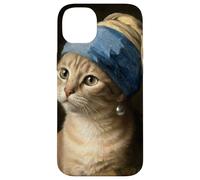Cat With a Pearl Earring Funny Art Parody Vermeer Case for iPhone 14 Plus