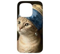 Cat With a Pearl Earring Funny Art Parody Vermeer Case for iPhone 15 Pro
