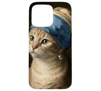 Cat With a Pearl Earring Funny Art Parody Vermeer Case for iPhone 15 Pro Max
